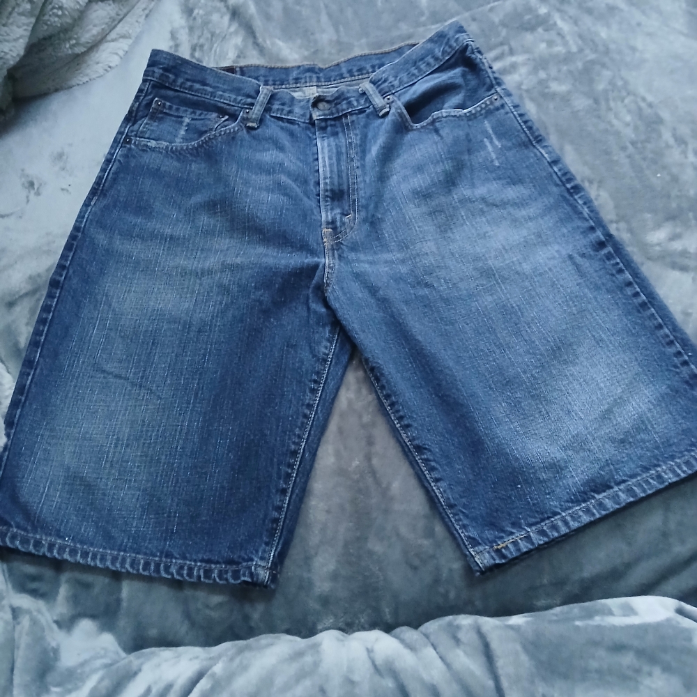 Men's Blue Denim Jean Shorts -  Levi 569 Casual Fit